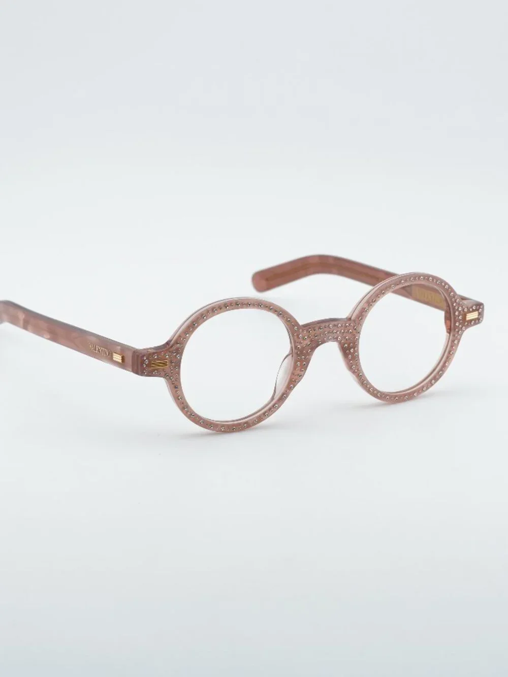 Valentino VLX-185E Eyeglasses Pink with Stones 43mm Round Frame